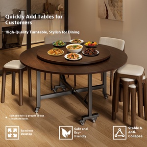 <span class=keywords><strong>Mesa</strong></span> de comedor <span class=keywords><strong>redonda</strong></span> plegable con ruedas, muebles de <span class=keywords><strong>cocina</strong></span> expandibles que ahorran espacio <span class=keywords><strong>para</strong></span> uso doméstico pequeño - Product Image 6