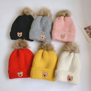 Ensemble bonnet et écharpe en laine tricotée légère pour enfants, unisexe, motif ours mignon, 6 couleurs, design de dessin animé, USA Mairun Winter - Product Image 5