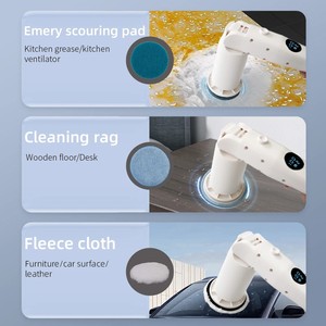 Electric Spin Scrubber Cleaning Brush with Telescopic <b>Handle</b> 6 Replaceable Heads for Household Floor Bathroom Use - Product Image 5