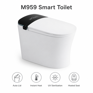 Inodoro Inteligente de Alta Gama con Bidé Integrado, Asiento con Calefacción, Drenaje en Forma de S, Control Remoto, Diseño Cerámico Minimalista M959 - Product Image 2