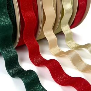 <span class=keywords><strong>Cinta</strong></span> de Terciopelo de Poliéster Brillante de 25 mm, sin Elástico, en Dorado y Plateado, <span class=keywords><strong>para</strong></span> Decoración Navideña y Manualidades - Product Image 3