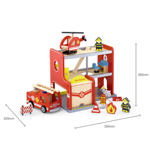 Estación de Bomberos de <span class=keywords><strong>madera</strong></span> para niños, juego de rol educativo, estacionamiento de juguete - Product Image 2