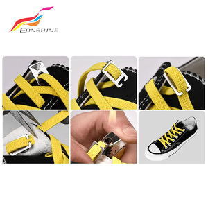 Flat Easy Tie Shoe Lace Slider Cordón elástico con sujetador Chapa de metal - Product Image 4