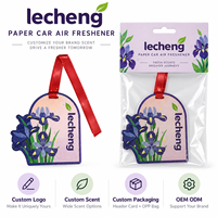 Désodorisant de voiture industriel personnalisé en papier iris violet, diffuseur de parfum pour maison, base en papier absorbant avec support de présentation