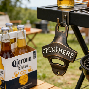 ที่เปิดขวดติดผนังแบบพวงกุญแจ ทำจากโลหะผสมสังกะสี พร้อมเคลือบทองแดงโบราณ และเคลือบด้วยฝาขวดเบียร์ - Product Image 3