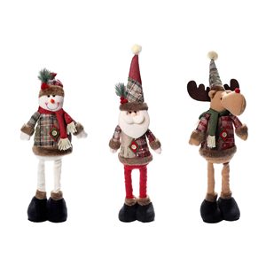 Décorations de Noël Vintage : Figurines Extensibles en Tissu Plaid Flocon de Neige Cousues Main (31cm-50cm) - Père Noël, Bonhomme de Neige, Cerf - Product Image 5