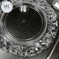 Assiettes rondes en plastique de 13 pouces pour la décoration de table à la maison, en cuisine, pour les mariages, les fêtes, les banquets, les événements, vente en gros, fournisseur d'usine