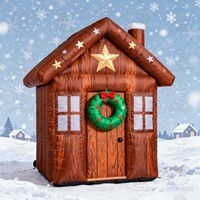 Maison gonflable de Noël Santa Grotto pour la décoration extérieure de Noël de cour tente de neige de maison de glace