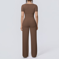 Ensemble de yoga respirant, infroissable, bicolore, effet seconde peau, haute élasticité, faux deux pièces, avec cordon de serrage