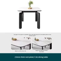 Table à manger en pierre frittée style crème, pieds en forme d'éléphant, rectangulaire, petite table pour appartement, chaises de salle à manger vintage, style moderne minimaliste