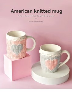 Taza de Cerámica para el Día de San Valentín, Taza de Agua en Forma de Corazón, Diseño Creativo en Relieve, Taza para el Desayuno en Casa, Taza para Parejas - Product Image 6