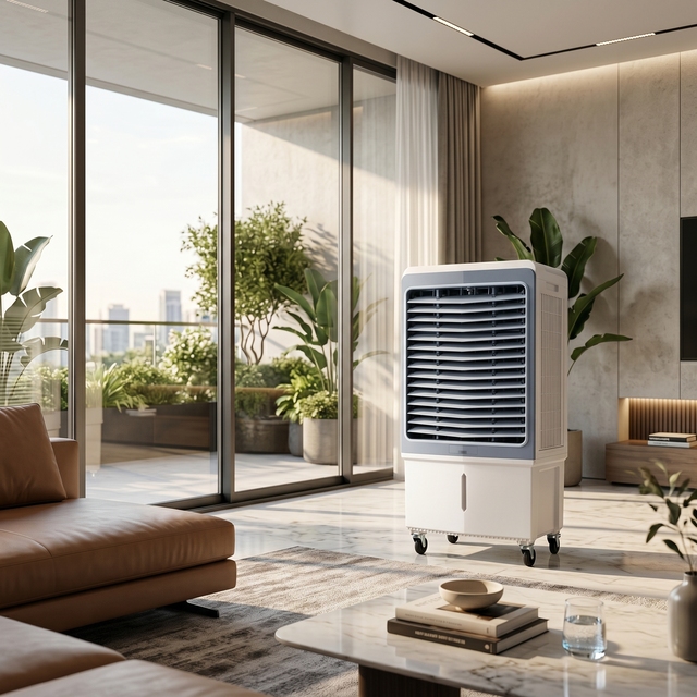 Energy Saving 60L Large Capacity Water Tank Evaporative Air Cooler Portable 3-Speed Industrial Air Cooler with Remote Control