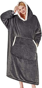 Manta de invierno gruesa de 150/180 cm, manta de TV de forro polar con capucha extra suave, abrigo de casa de cachemira con bolsillos grandes, 1 unidad - Product Image 6