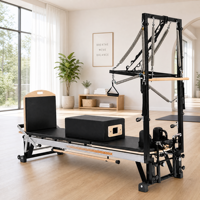 Reformer Pilates en alliage d'aluminium avec demi-tourneuse, cadre robuste et stable, résistance à ressort réglable, équipement de fitness multifonctionnel