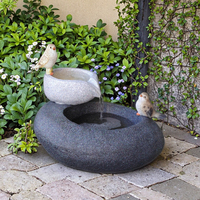 Fontaine d'eau solaire en résine de forme bol, design moderne et élégant, avec oiseaux, pour la décoration de jardin extérieur