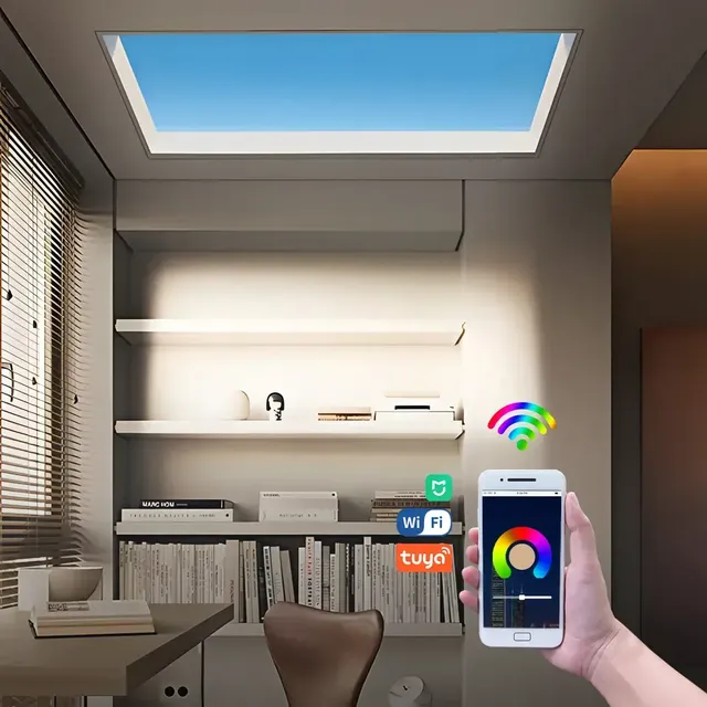60x120 60x60 30x120 Recessed Artificial LED Skylight Virtual Sunlight Smart Tuya Panel Ceiling Blue Sky Light
