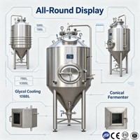 Tanque de Fermentación de Cerveza de 5BBL, 7BBL, 10BBL, Acero Inoxidable, Enfriamiento por Glicol, Fermentador para Cervecería, Certificado ASME y CE para Procesamiento de Alimentos