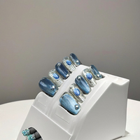Ongles faits à la main saphir bleu atmosphère haute qualité réutilisable usine en gros