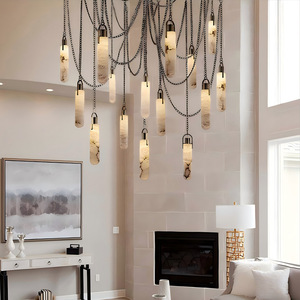 Lámpara Colgante Decorativa LED de Hierro y Mármol de Estilo Nórdico Creativo para Dormitorio, Vestíbulo o Villa - Product Image 4