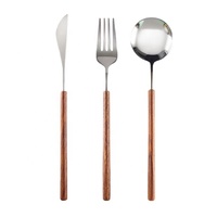 Ensemble de couverts haut de gamme avec manche en bois de noyer, couteau à steak en acier inoxydable 304, fourchette, vaisselle de luxe, ensemble d'ustensiles de table