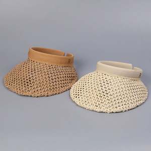 Summer New Arrival Women Outdoor Paper <b>Straw</b> <b>Visor</b> Hat Fashion Trendy Hollow Out Sunshade Breathable Empty Top <b>Visor</b> Sun Hat - Product Image 1