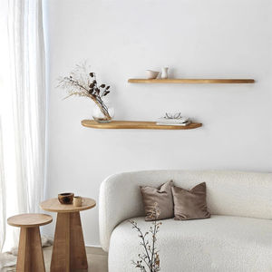 Rak pelampung kayu ek Modern, rak penyimpanan terpasang di dinding, kayu keras, sudut bulat, rak kayu unik untuk peralatan makan, dekorasi dinding - Product Image 5