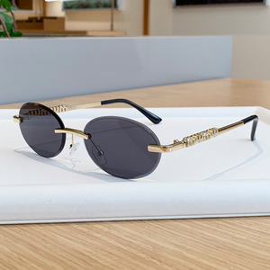 Oval Frameless <b>Sunglasses</b> UV400 Type 3 Sunshades PC Lens Women Lightweight Fashion Eyewear - Product Image 2