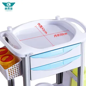 Hot ABS hospital multi-funcional móvel resgate médico carrinho com tabela de instrumentos oito garra haste fábrica atacado resgate carro