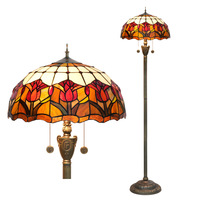 Lampadaire LED traditionnel européen de 16 pouces en verre teinté style rose