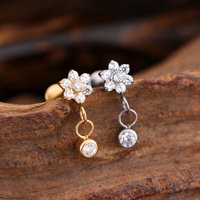 Boucles d'oreilles pendantes en titane G23 unisexe, cœur, 5A CZ, piercing à vis, bijoux de corps tendance, prix de gros pour anniversaire