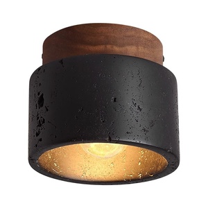 <span class=keywords><strong>Plafonnier</strong></span> de couloir en <span class=keywords><strong>bois</strong></span> minimaliste nordique lampe à LED Normcore en travertin noir pour éclairage de balcon d'entrée - Product Image 5