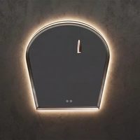Miroir de salle de bain moderne en verre arqué avec éclairage LED intelligent, cadre en aluminium, commande tactile, luminosité réglable, respectueux de l'environnement, CE FCC