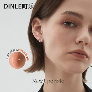 Dinle Hollow Gourd <b>Stud</b> Earrings S999 <b>Silver</b> Daily Wear - Product Image 3