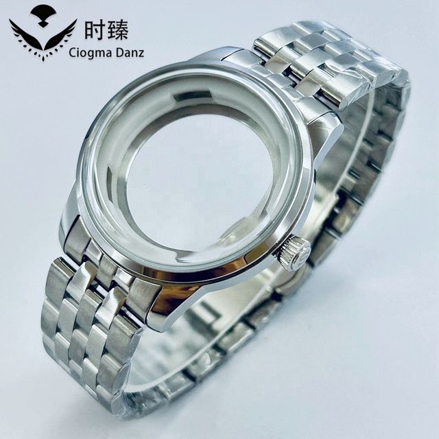 40mm Silver Stainless Steel Watch Case Arched Glass Fit NH34 NH35 NH36 NH38 NH70 NH72 Movement Factory Direct Cocktail Case