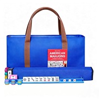 Jeu de Mahjong américain 53*23*11cm avec 166 tuiles, 4 supports et pousseurs, sac de transport portable, dés, jetons et accessoires complets pour le voyage