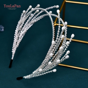 YouLaPan <span class=keywords><strong>HP605</strong></span> Elegante Diadema Plateada para Novia, Joyería para el Cabello de Boda, Diseño de Ramas Brillantes, Hermosos Accesorios para el Cabello de Mujer - Product Image 1