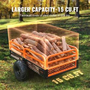 Remolque volquete ATV de acero con capacidad de carga de 1500 libras para trabajo pesado, remolque de jardín de 15 pies cúbicos, lados extraíbles, 2 neumáticos para cortacéspedes ATV - Product Image 4