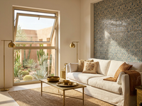 Ventana Moderna de Aluminio y Vidrio para Tiendas, Ventana Automática Abatible para Cafeterías y Comercios, Control Inteligente Opcional