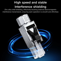 SAMZHE 1 unidad Conector RJ45 Cat6A de 50u antiinterferencias de zinc sin herramientas, enchufe modular blindado sin herramientas para cable Ethernet, enchufe RJ45