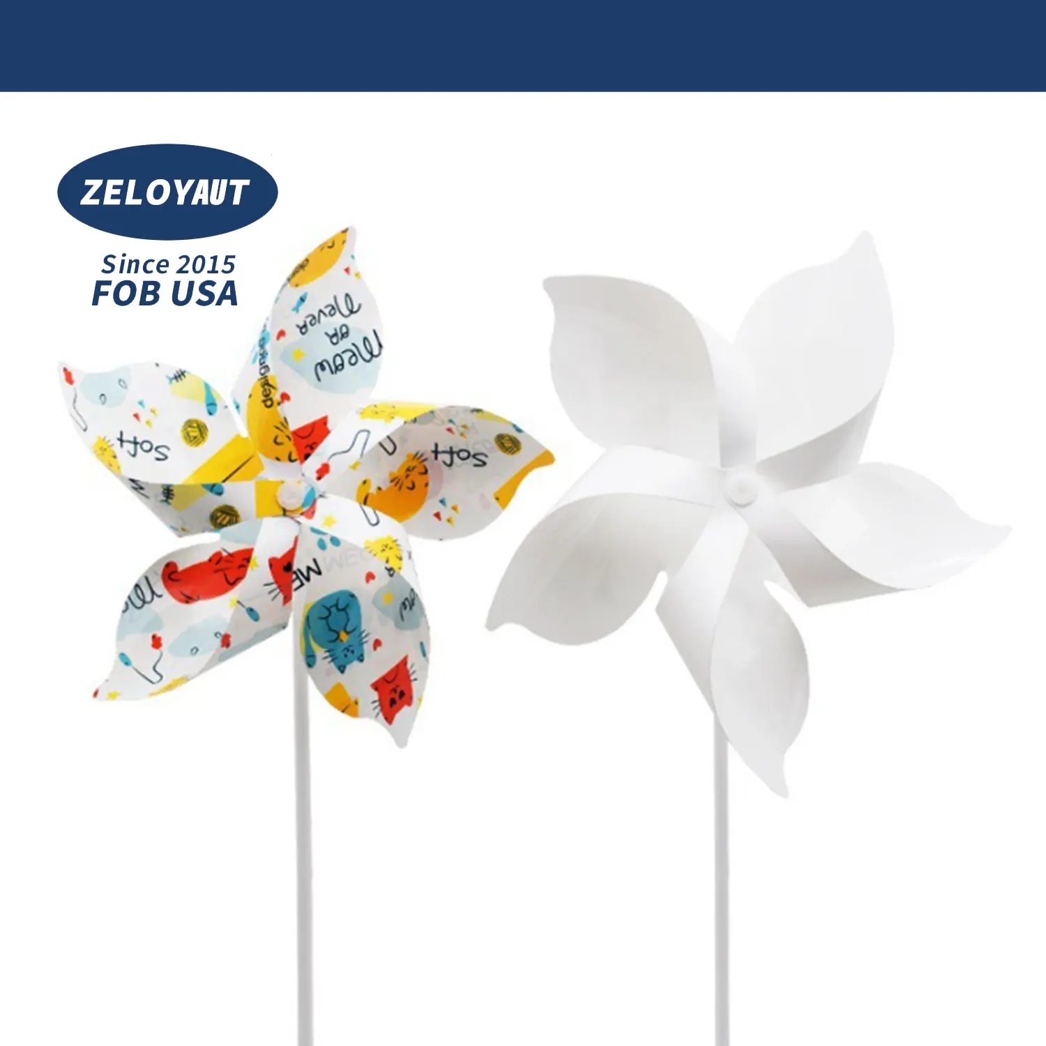 ZELOYAUT Sublimation PET Plastic Windmill DIY Logo Outdoor Customized Design Plastic Pinwheel Sublimation Blank Hand Windmill