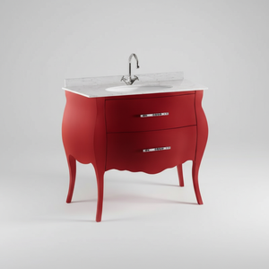 Mobili da bagno in PVC in stile classico con 2 cassetti Top resistente all'acqua rubinetto in marmo escluso - Product Image 1