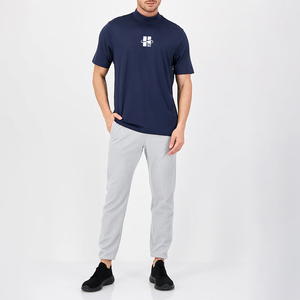 T-shirt à col montant pour homme, personnalisé, impression sérigraphique, vente en gros, haute qualité, doux, respirant, 100% coton, pour la gym et les occasions décontractées - Product Image 4