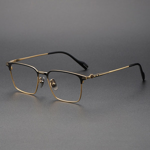 Kacamata Komputer Anti Cahaya Biru <span class=keywords><strong>Titanium</strong></span> Persegi Mode Klasik Tren Baru Buatan Tangan dengan Double Bridge - Product Image 1