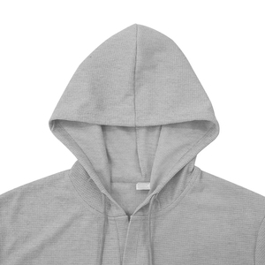 <b>Men's</b> Summer Leisure Sports Short-Sleeved T-Shirt <b>Grey</b> Waffle <b>Hoody</b> with Large Size Made of Polyester/Cotton - Product Image 4