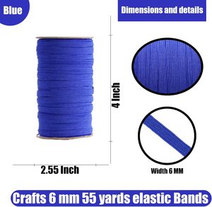 Banda Elástica Plana Azul de 6 mm y 1/4 de Pulgada, 55 Yardas, Resistente y Elástica <span class=keywords><strong>para</strong></span> Coser Pantalones, Ropa, Bandas <span class=keywords><strong>para</strong></span> el Cabello, Manualidades - Product Image 2