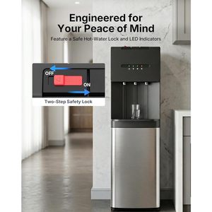 Distributeur d'eau à chargement par le bas EUHOMY, 5 gallons, eau chaude, froide et tiède, en acier inoxydable, noir et argent - Product Image 5