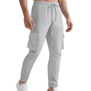 Pantalones cargo nuevos para hombre, cintura elástica con cordón, múltiples bolsillos, transpirables, deportivos, casuales, largos. - Product Image 6