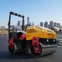Rouleau compresseur routier à double tambour de 3 tonnes à roues en acier, à commande hydraulique, facile à utiliser, pour asphalte