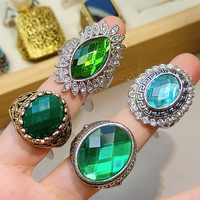 Turquoise et strass Style bohème bague breloque plaqué or mariage ou fiançailles accessoire taille et couleur aléatoires