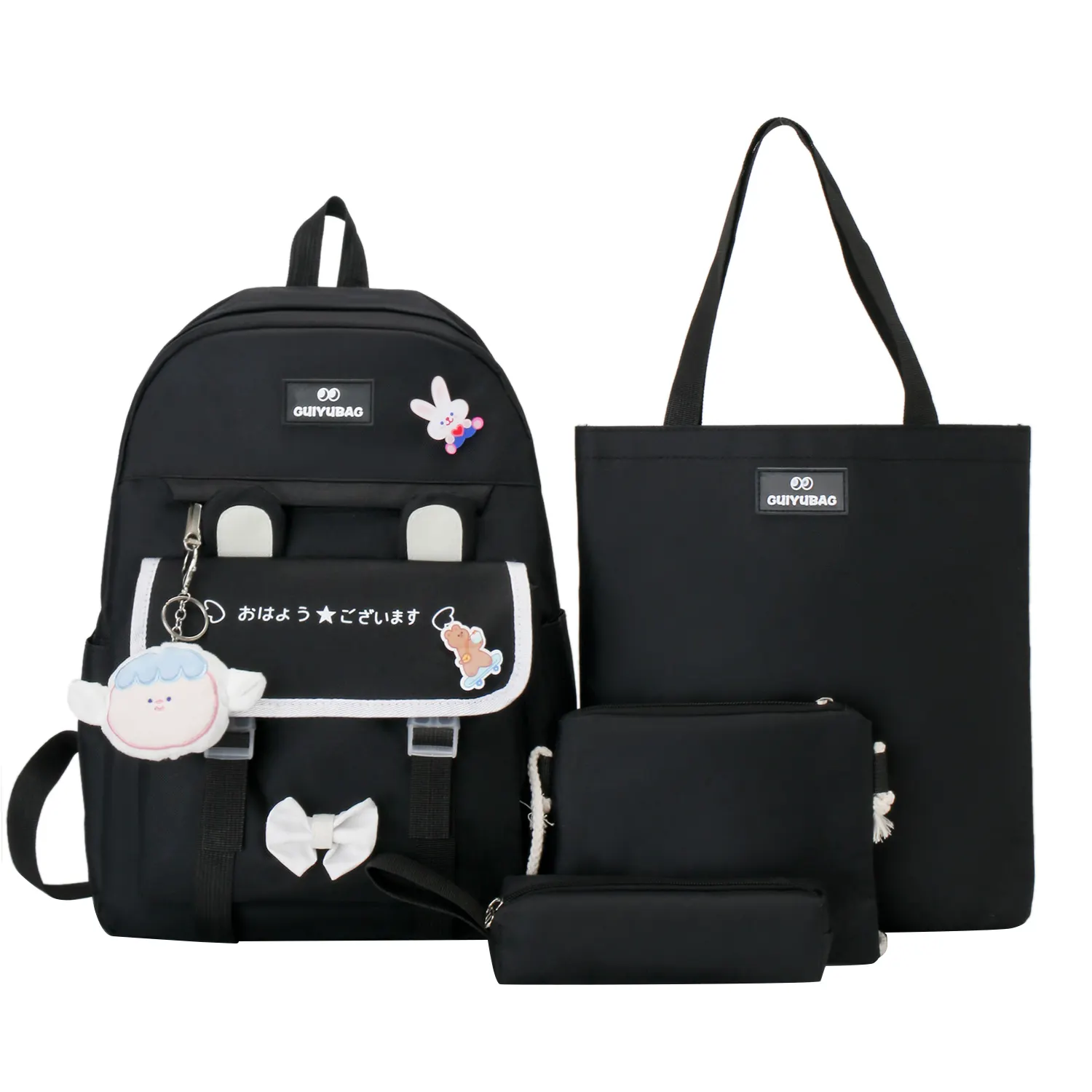 high school backpack waist bag set 4pcs schoolbag backpack set for girl and boy